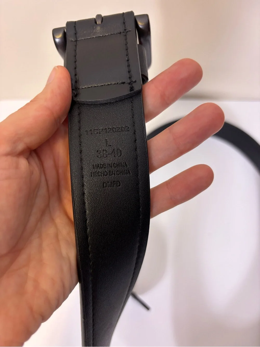 Columbia Black Faux Leather Men's Belt with Brushed Metal Buckle Large (38-40)